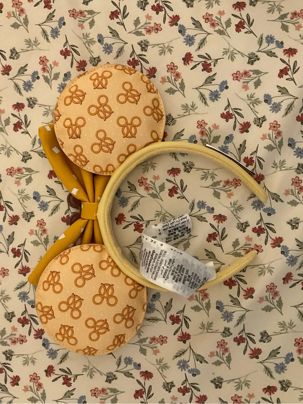 Disney Yellow & Peach Polka Bow Minnie Ear Headband